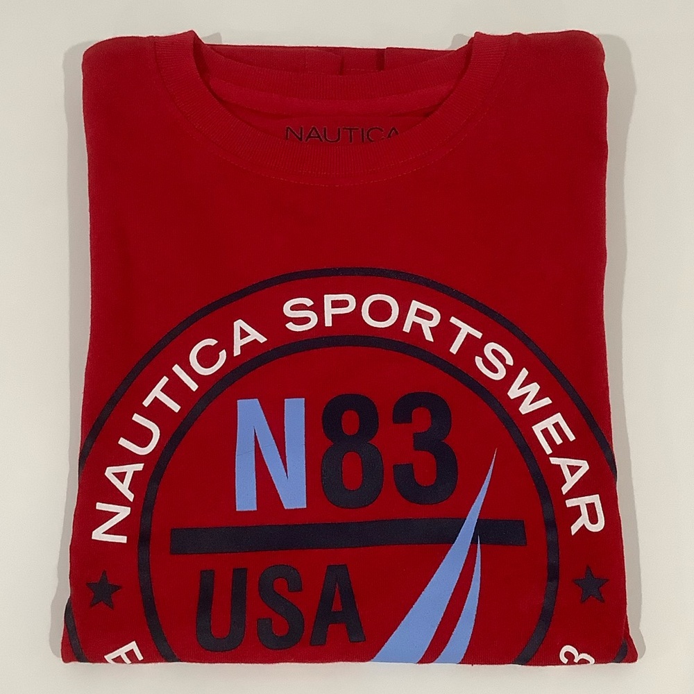 EUC Boys Nautica Red Short Sleeve Tshirt Size M 10/12